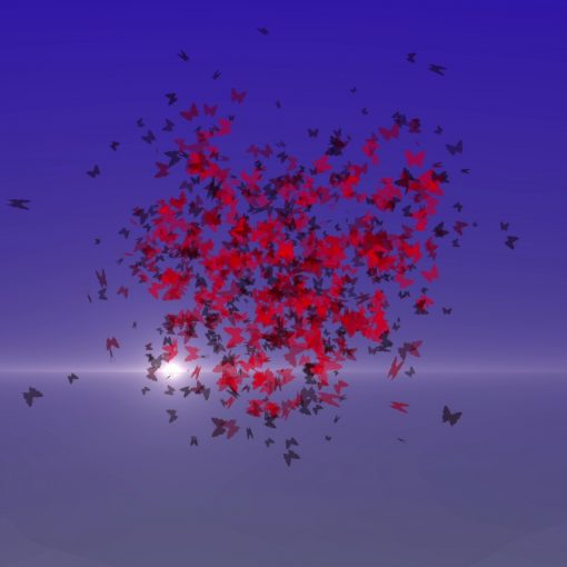 Preview : Love's cycle; Symbole des papillons formant un coeur rouge pour s'éteindre et s'envoler.