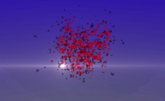 Preview : Love's cycle; Symbole des papillons formant un coeur rouge pour s'éteindre et s'envoler.