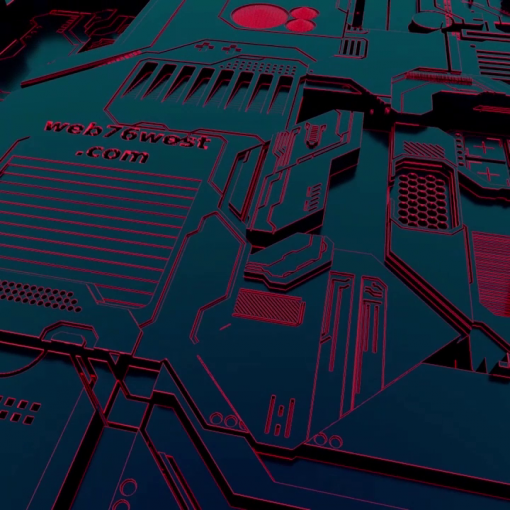Animation de logo qui se découvre, incrusté sur une plateforme de vaisseau. Futuriste.