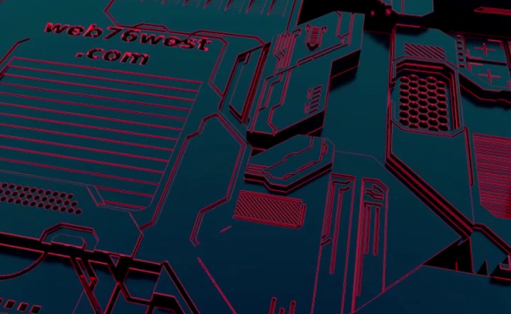 Animation de logo qui se découvre, incrusté sur une plateforme de vaisseau. Futuriste.